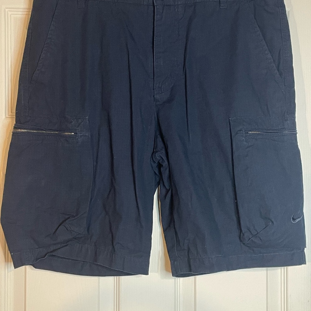 Nike Men Shorts 34 Blue Cargo Pockets Woven Performance Ripstop 10 in Inseam